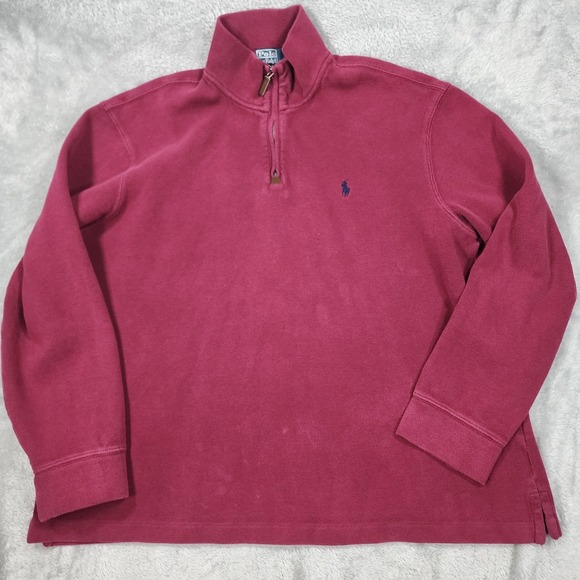 Polo Ralph Lauren Other - Polo Ralph Lauren Jumper Pullover Mens XL 1/4 Zip Burgundy Sweater‎ Estate Rib